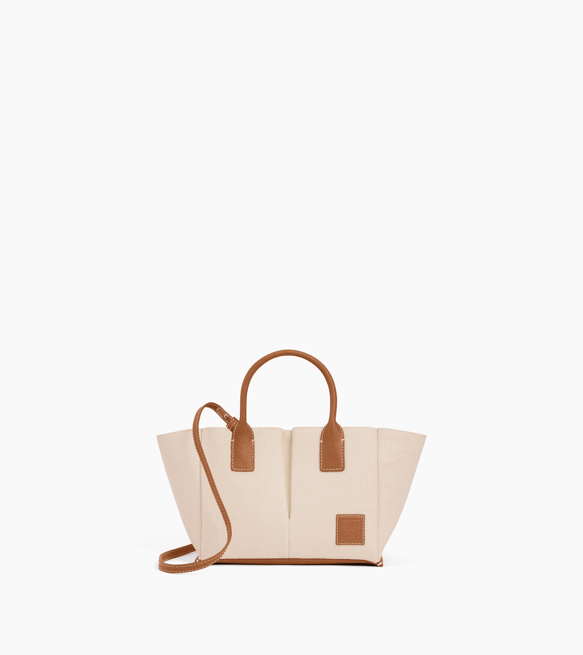 Bolso pequeño Elena en lona de algodón y cuero granulado
