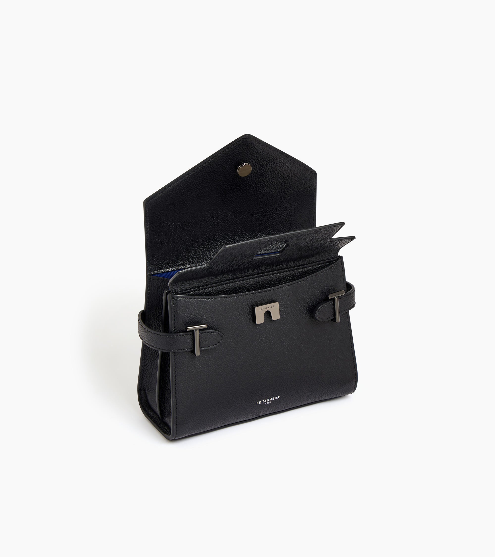 Kleine Handtasche Emilie aus genarbtem Leder mit Doppelklappe