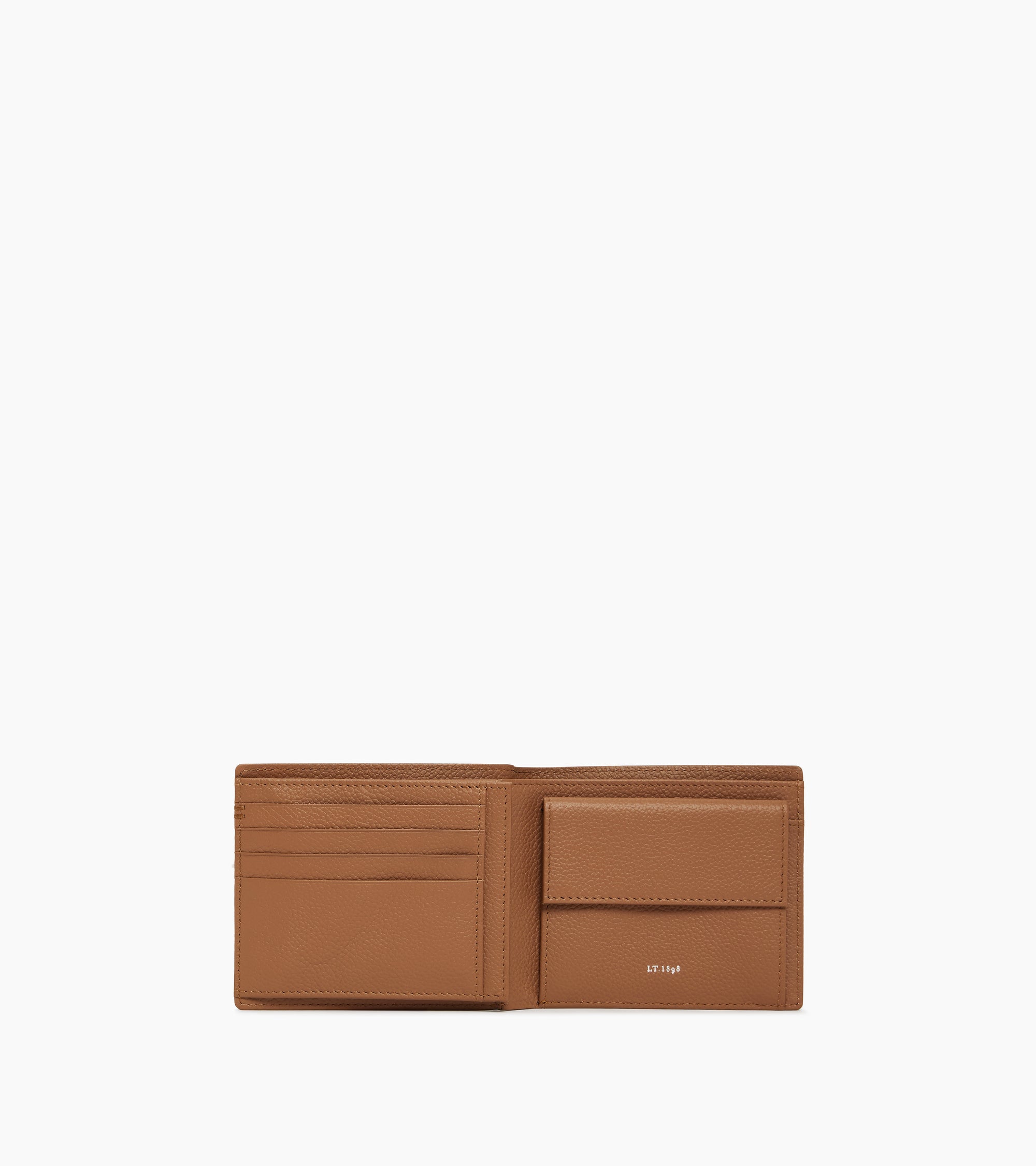 Cartera con solapa de dos secciones lucien de piel granulada