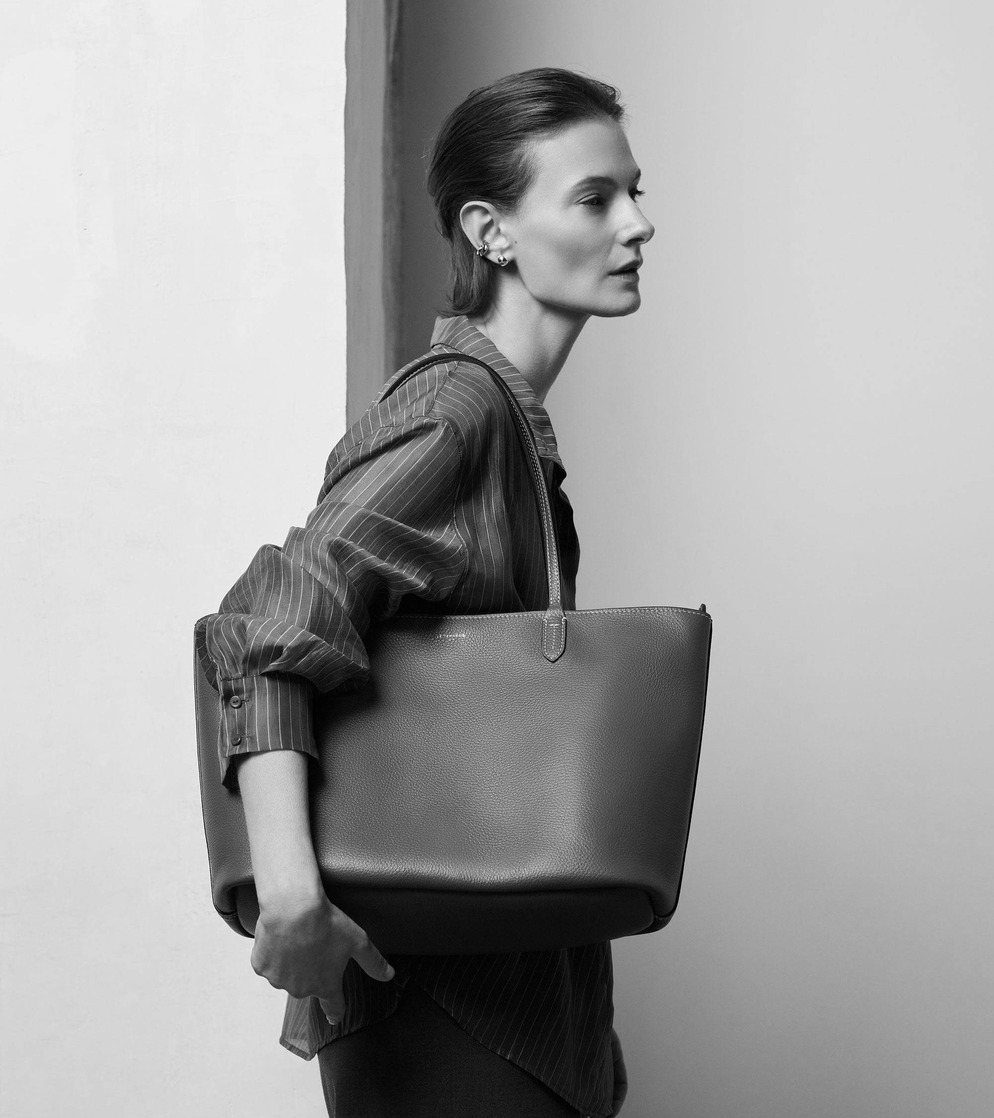 Grand sac cabas Louise en cuir grainé