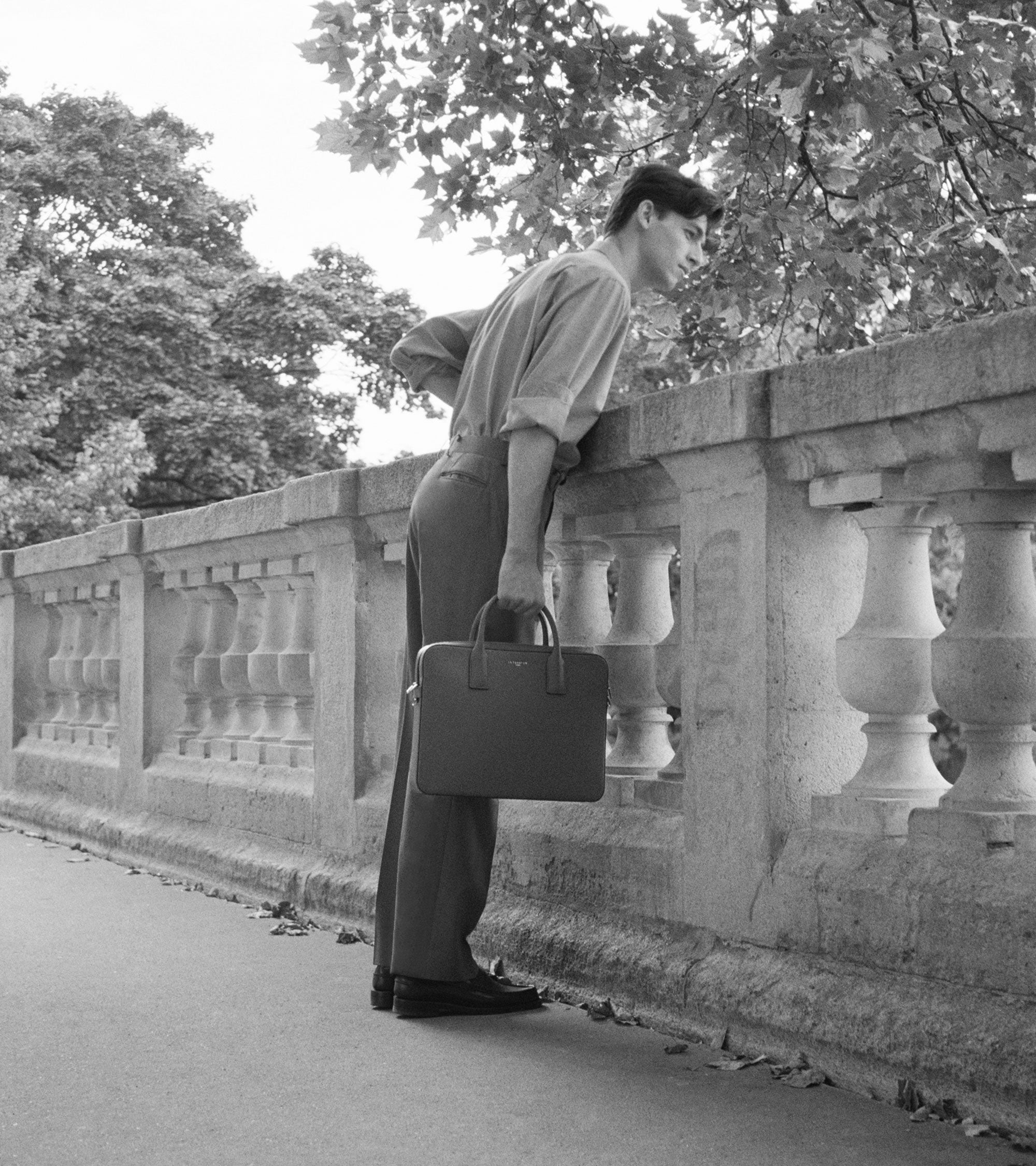 Emile slim 14" briefcase in signature t leather