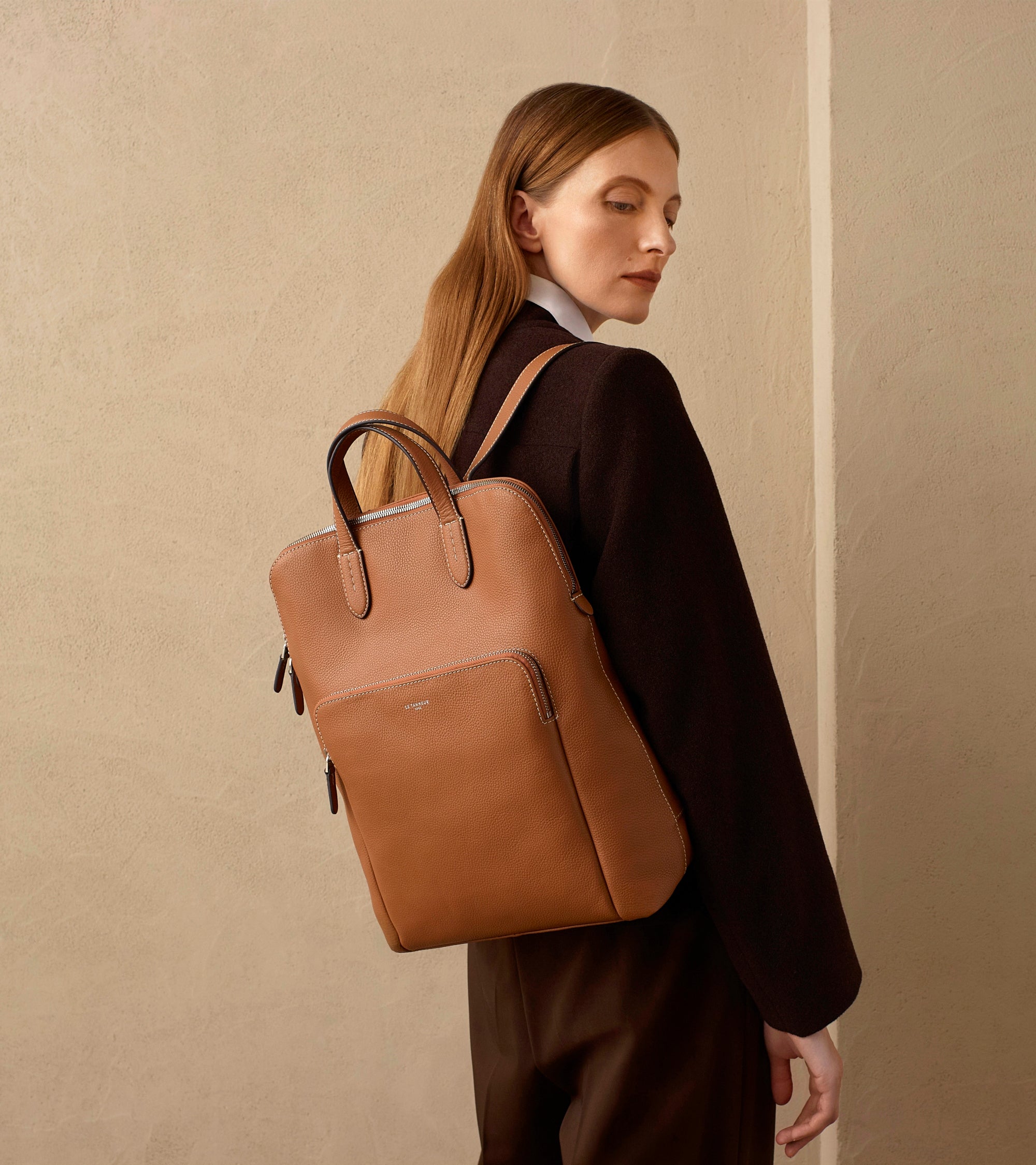 Business Rucksack Sophie aus genarbtem Leder