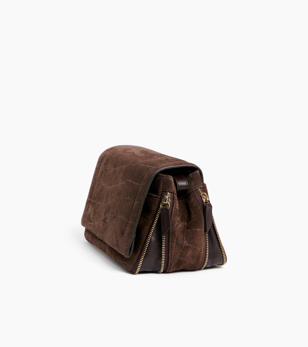 Pequeño bolso bandolera Aurore de piel serraje con grabado efecto cocodrilo