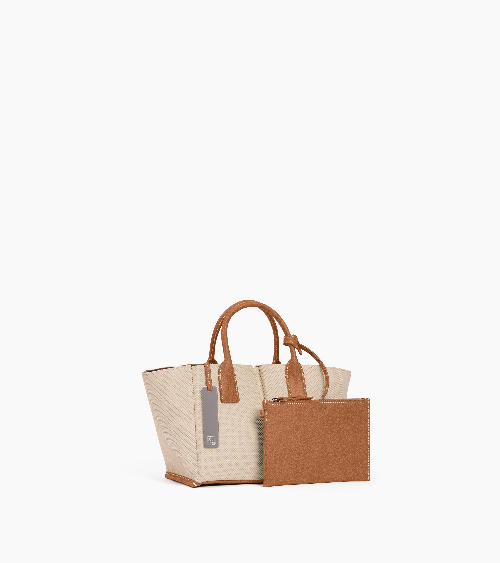 Bolso pequeño Elena en lona de algodón y cuero granulado