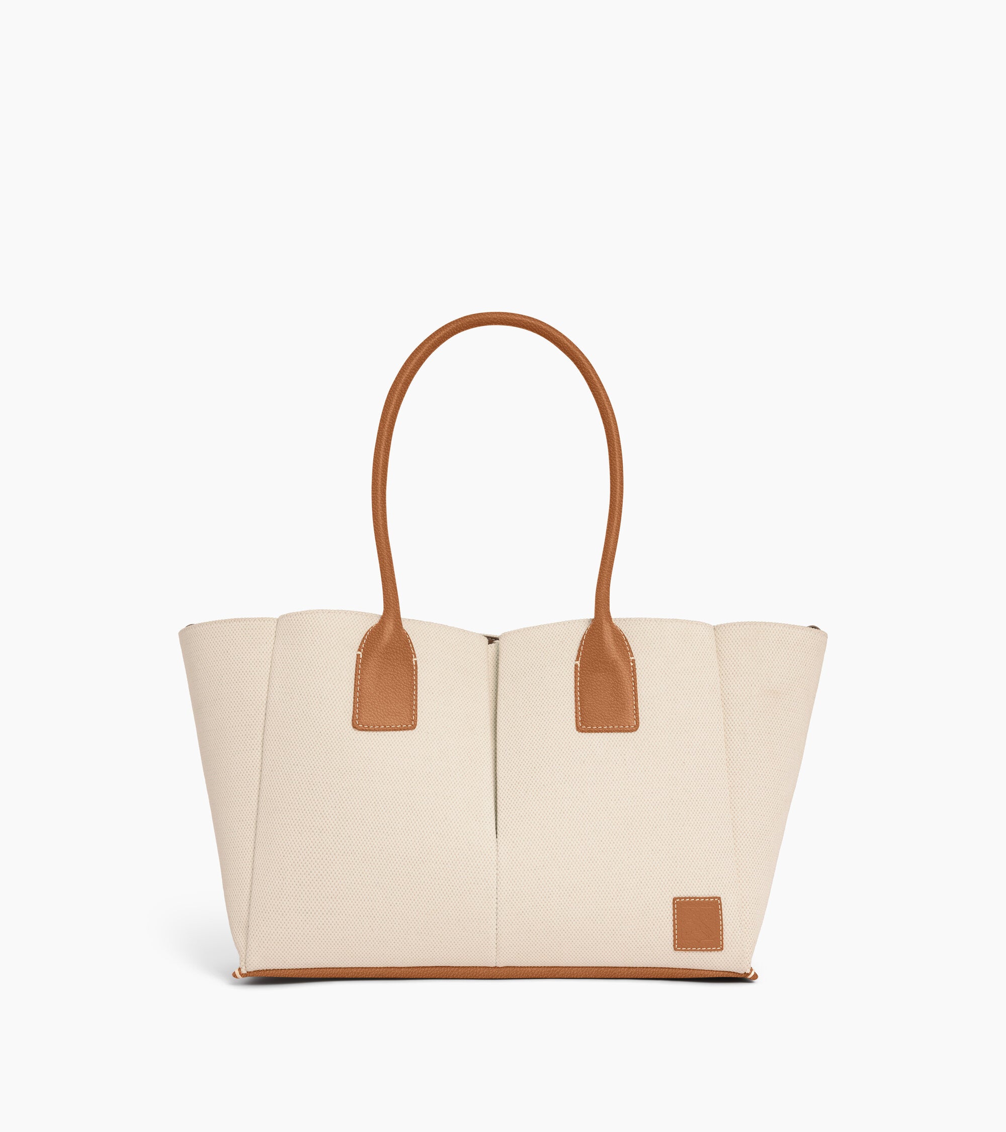 Bolso tote grande Elena de lona de algodón y cuero granulado