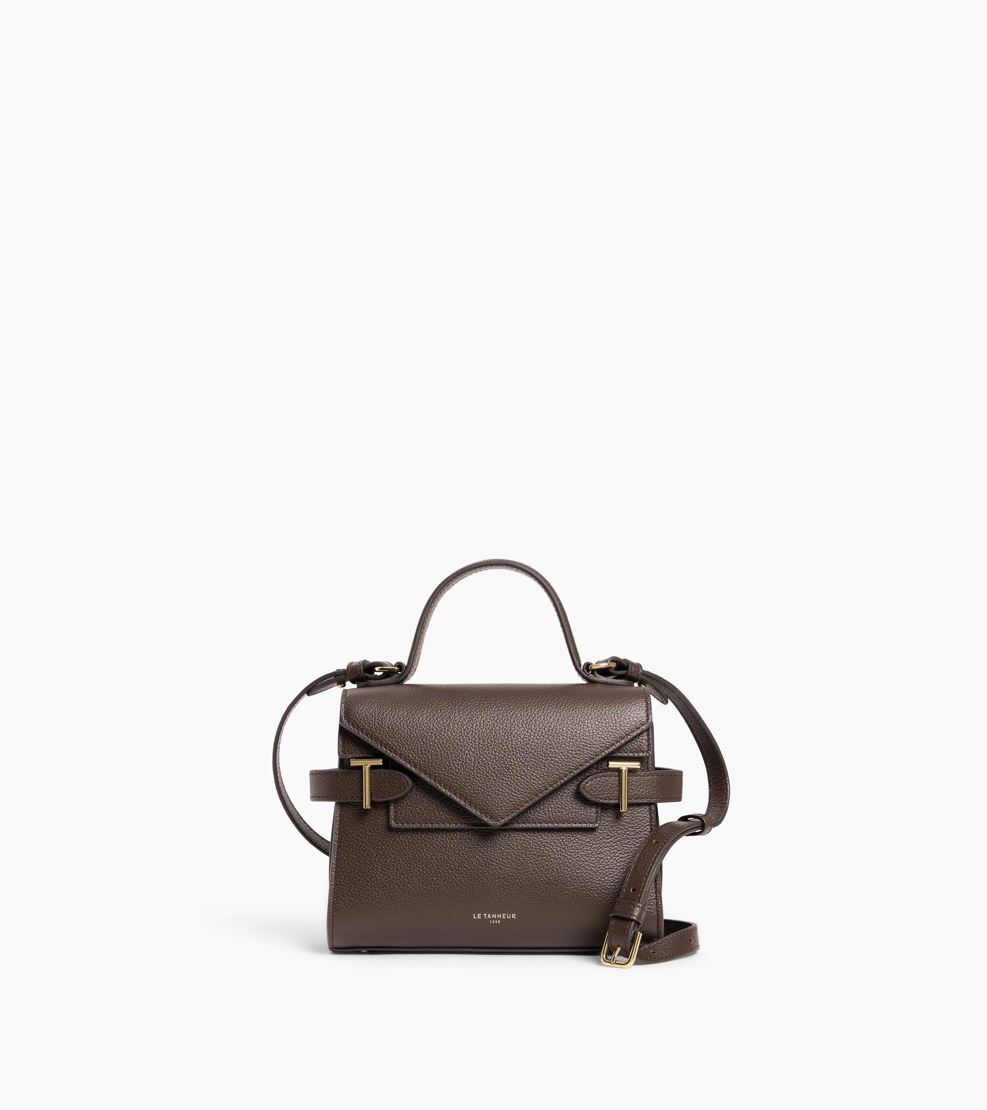 Bolso de mano pequeño Emilie de piel texturizada con doble solapa