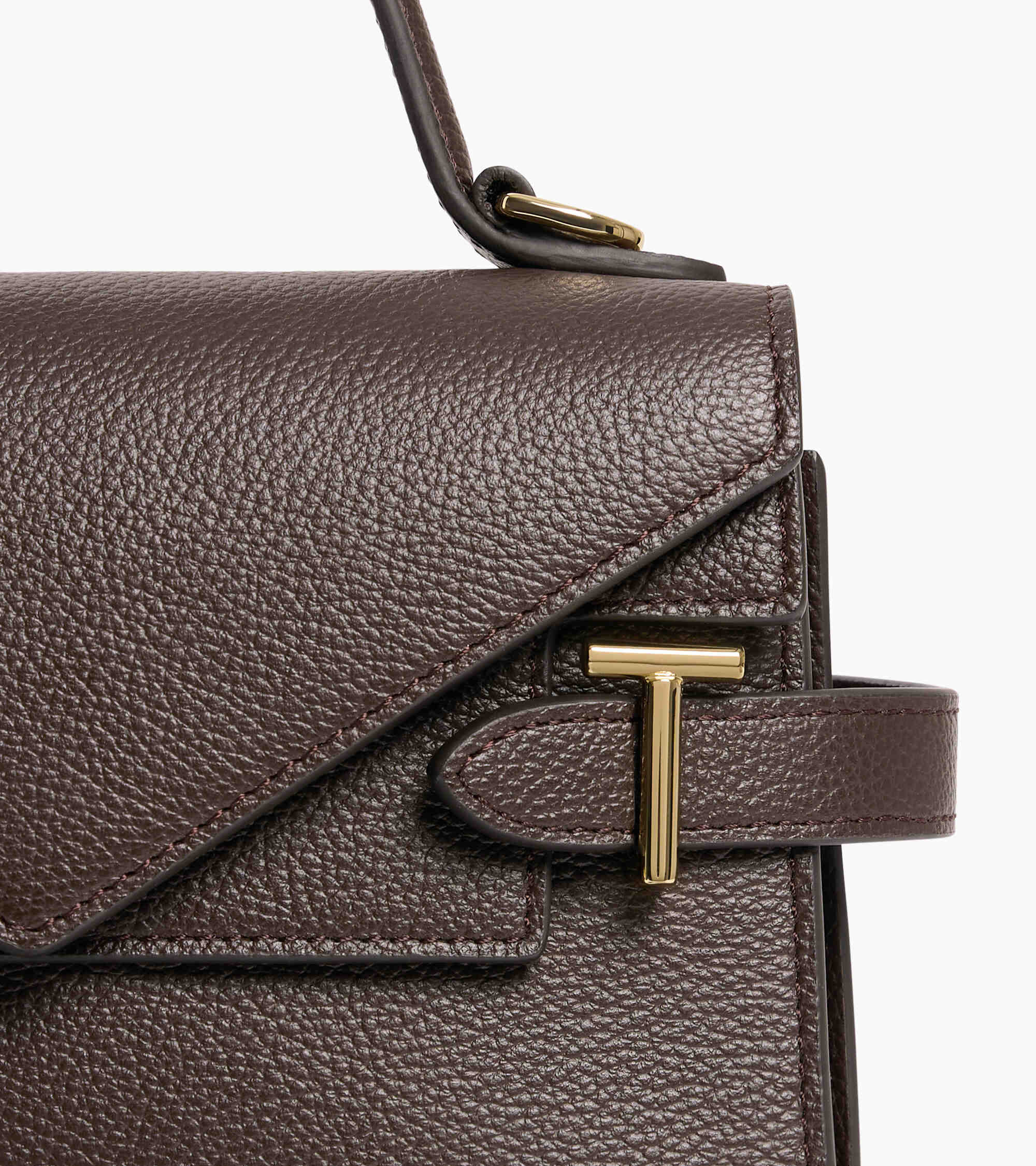 Bolso de mano pequeño Emilie de piel texturizada con doble solapa