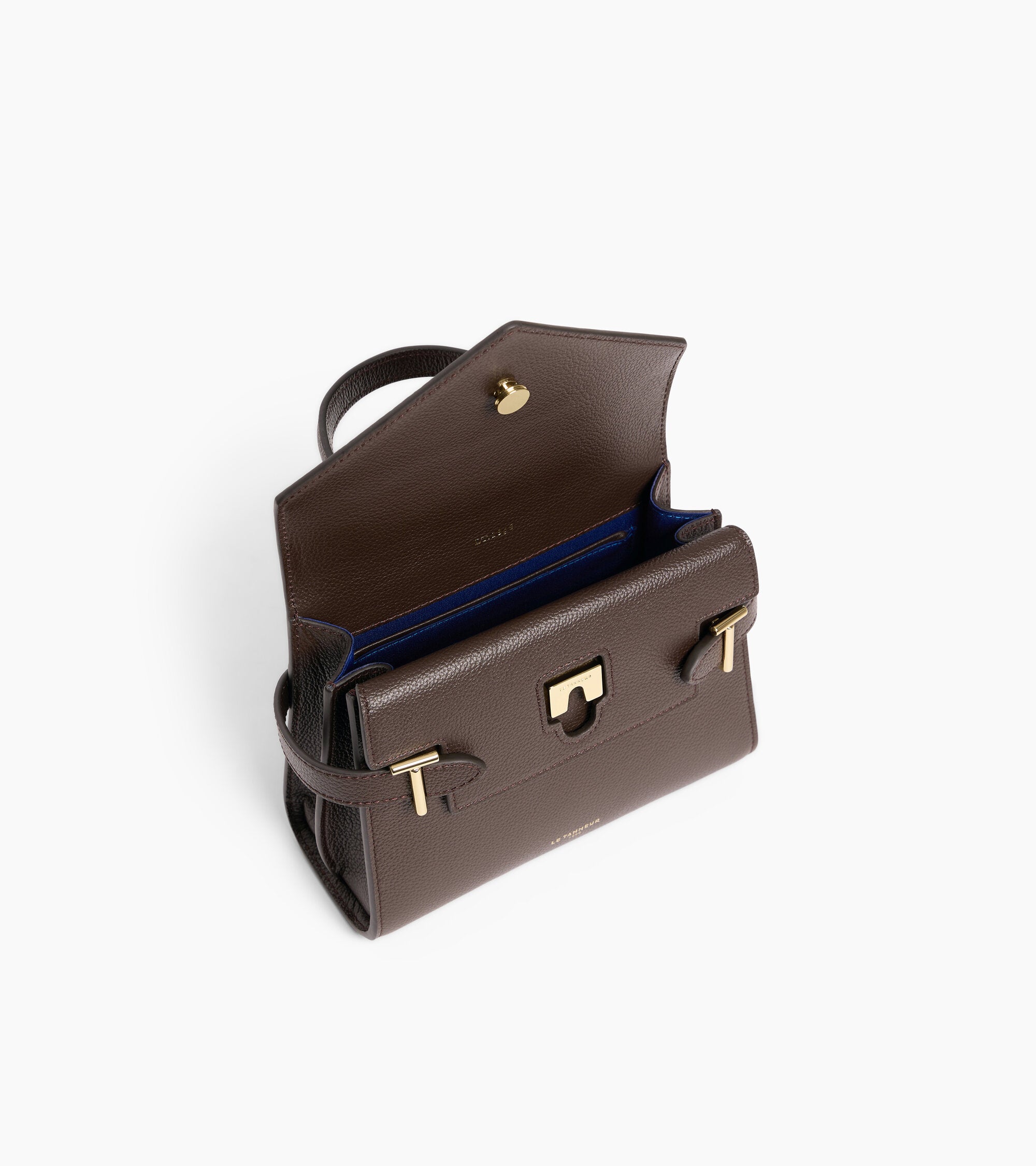 Bolso de mano pequeño Emilie de piel texturizada con doble solapa