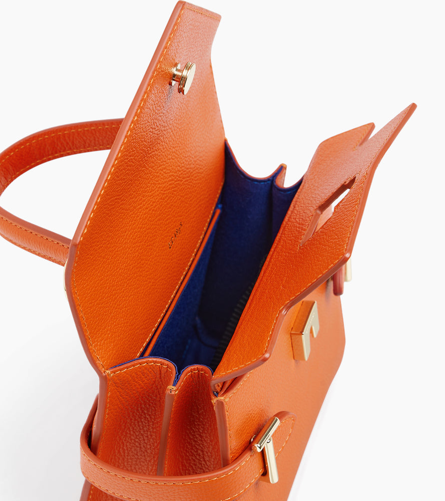 Bolso de mano pequeño Emilie de piel texturizada con doble solapa