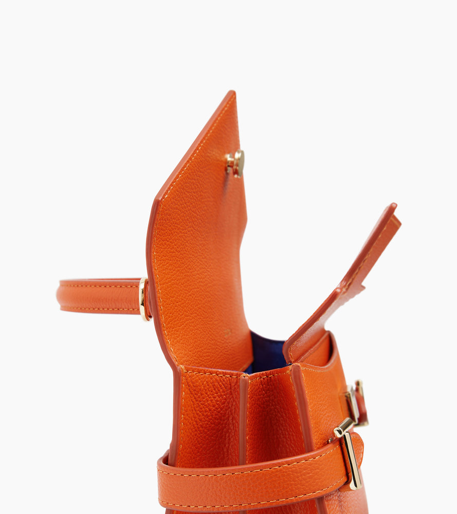 Bolso de mano pequeño Emilie de piel texturizada con doble solapa