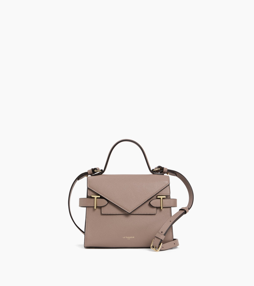 Kleine Handtasche Emilie aus genarbtem Leder mit Doppelklappe