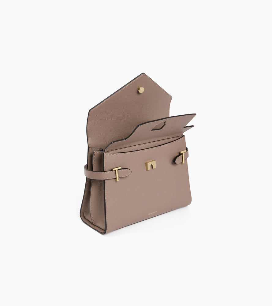 Mittelgroße Handtasche Emilie aus genarbtem Leder mit Doppelklappe
