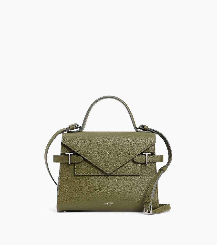 Mittelgroße Handtasche Emilie aus genarbtem Leder mit Doppelklappe