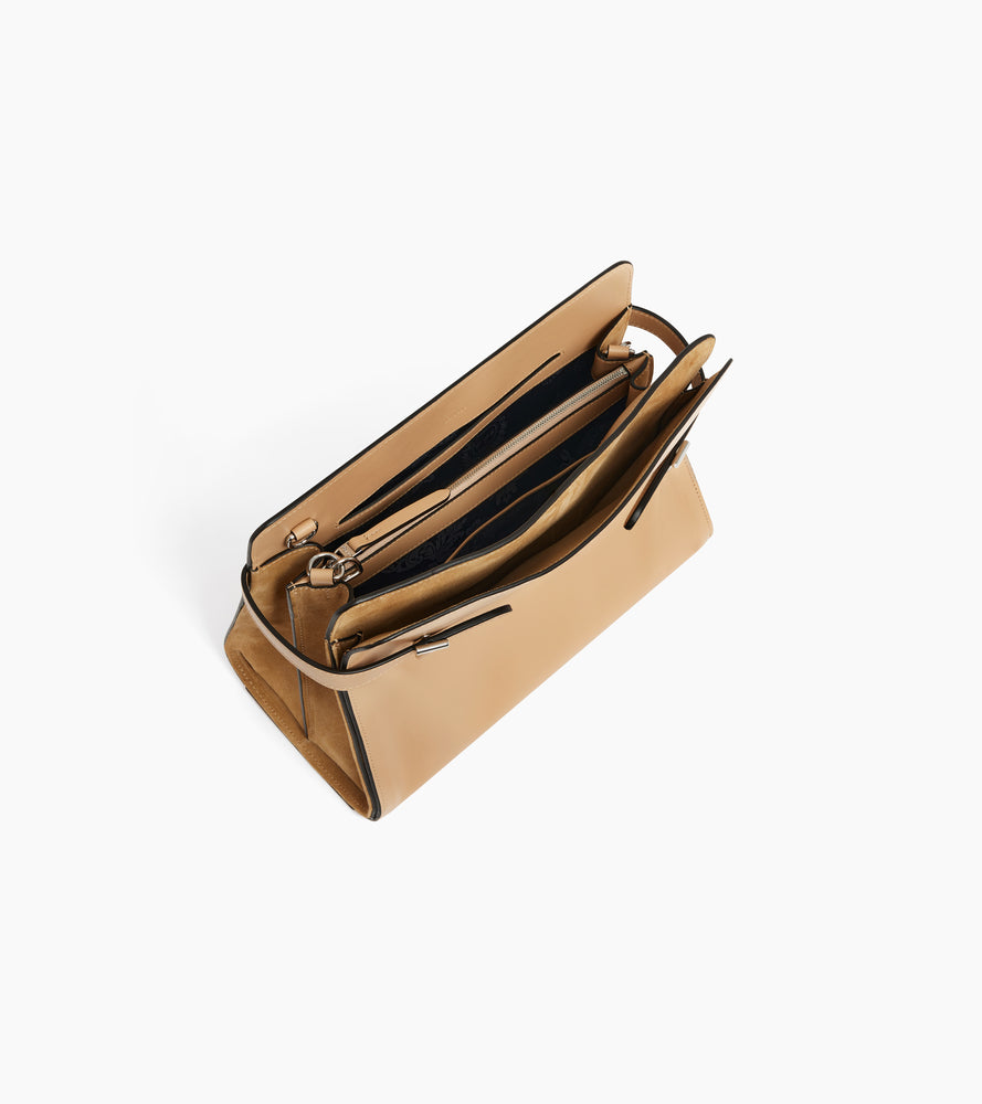 Bolsa de hombro grande modelo Emie en cuero liso y nobuk