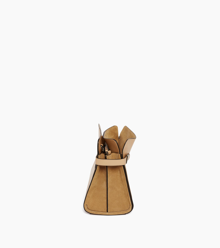 Bolsa de hombro grande modelo Emie en cuero liso y nobuk