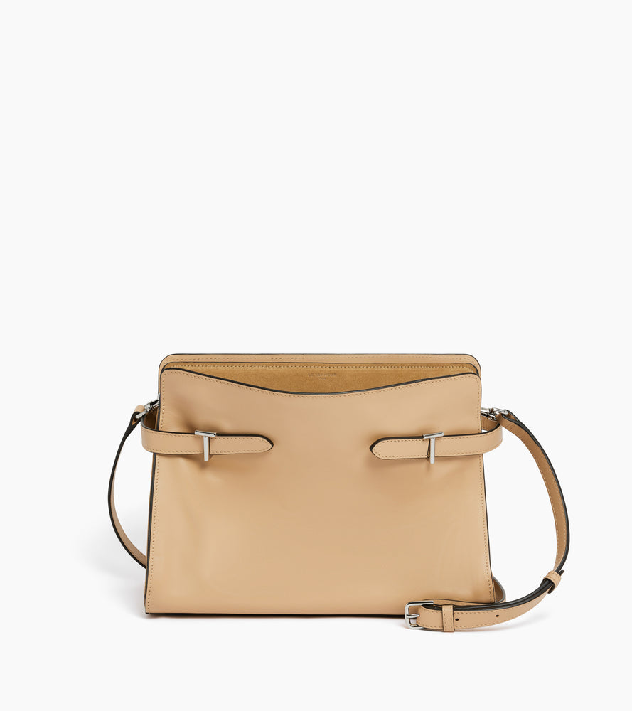 Bolsa de hombro grande modelo Emie en cuero liso y nobuk