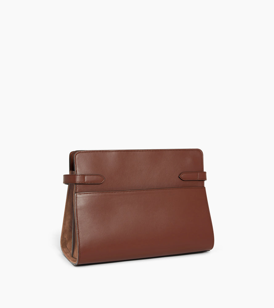 Bolsa de hombro grande modelo Emie en cuero liso y nobuk