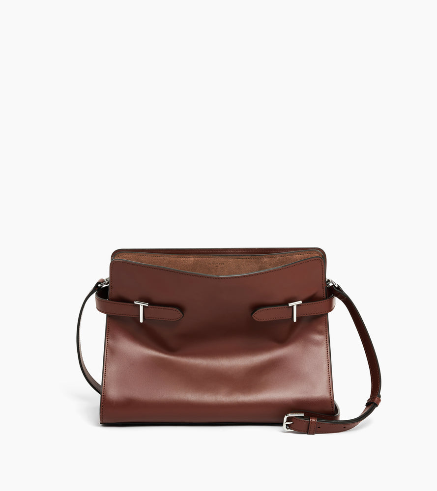 Bolsa de hombro grande modelo Emie en cuero liso y nobuk