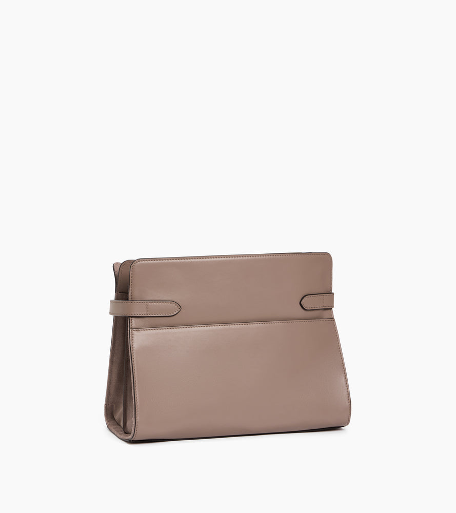 Schultertasche großes Modell Emie aus glattem Leder und Nubukleder
