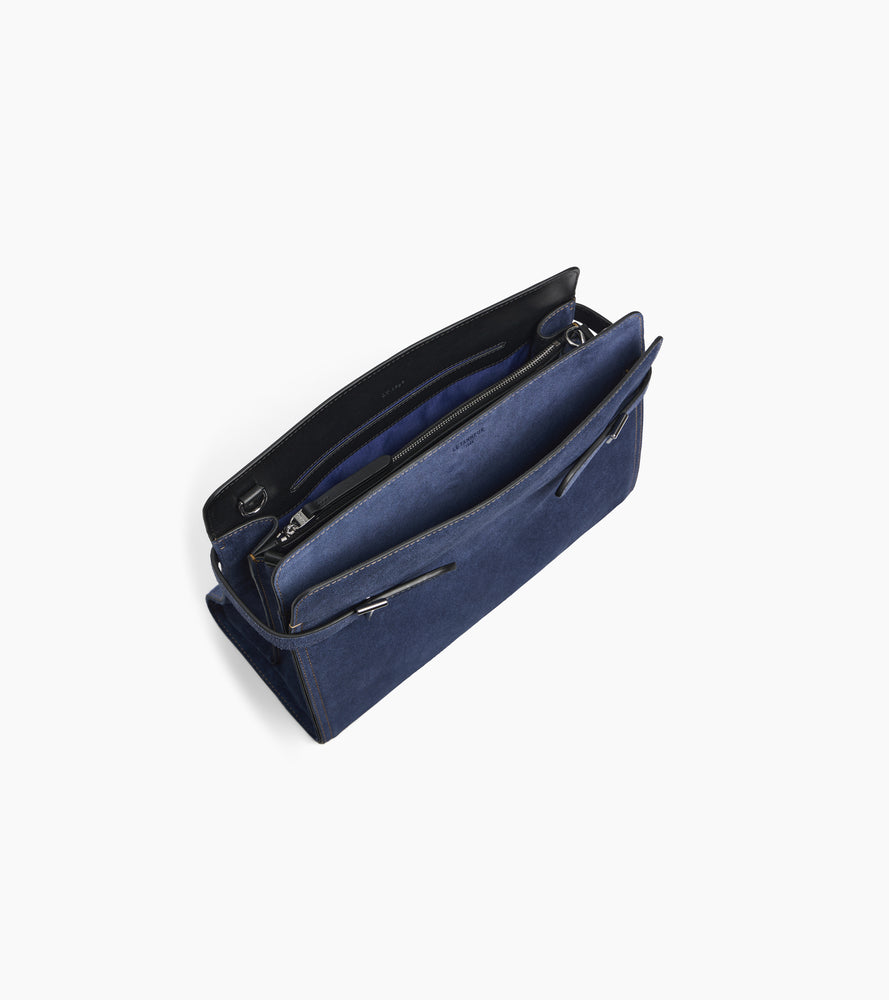 Schultertasche großes Modell Emie aus Wildleder mit Denim-Effekt