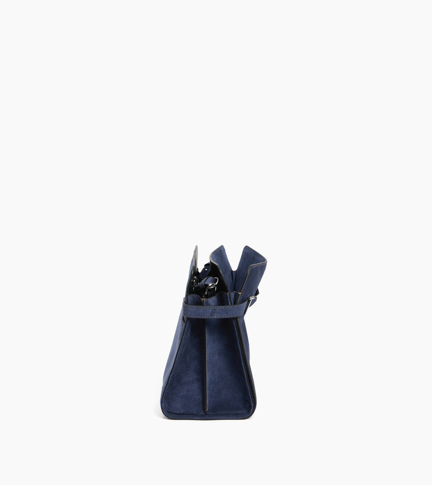 Schultertasche großes Modell Emie aus Wildleder mit Denim-Effekt