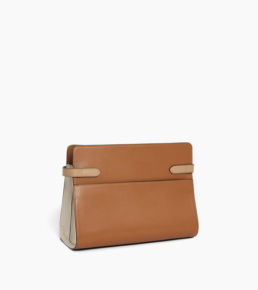 Bolso bandolera grande Emie en cuero liso y nobuk
