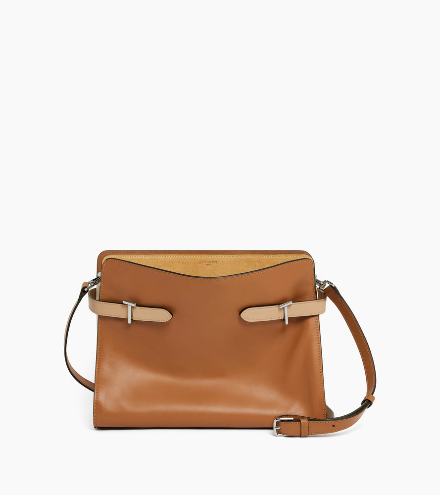 Bolso bandolera grande Emie en cuero liso y nobuk