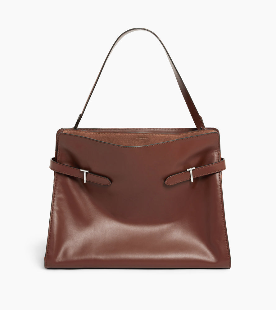 Bolsa de hombro modelo maxi Emie en cuero liso y nobuk