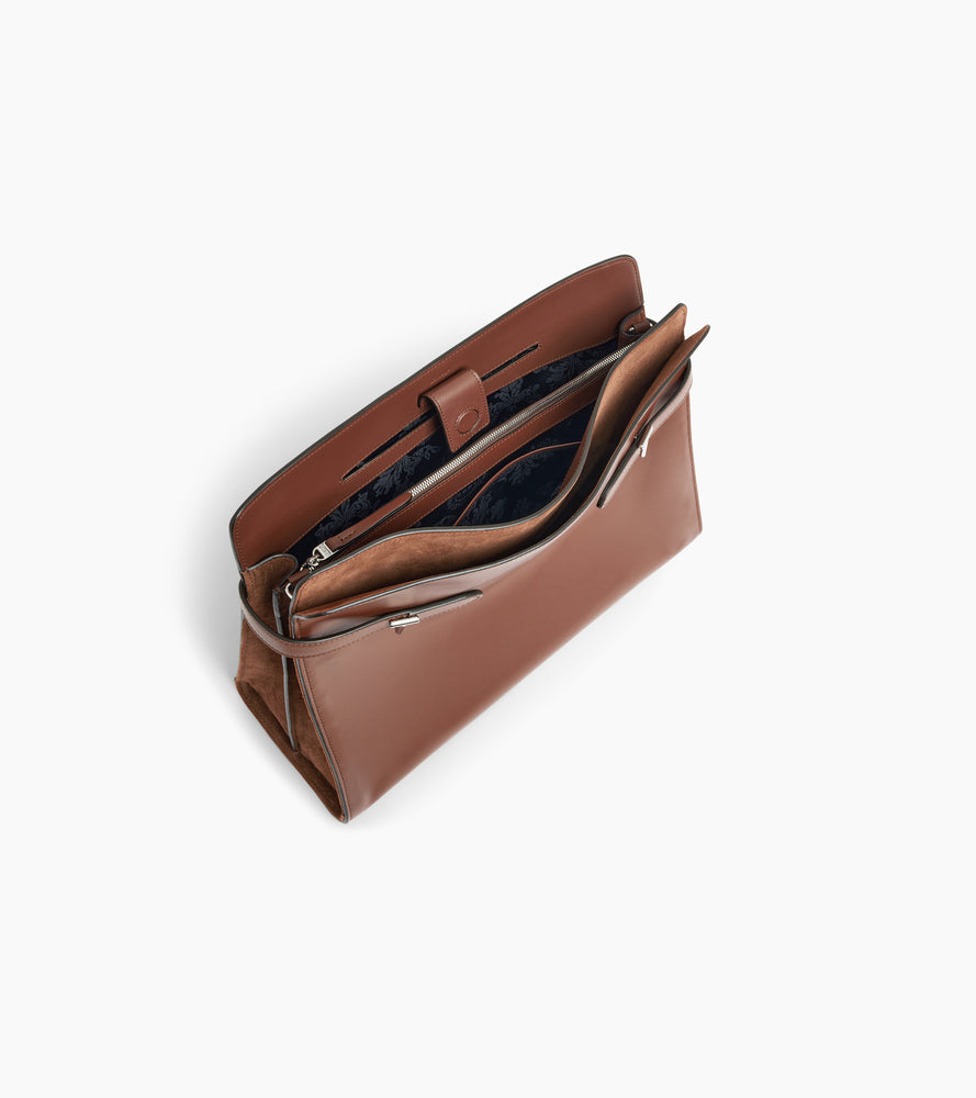 Bolsa de hombro modelo maxi Emie en cuero liso y nobuk