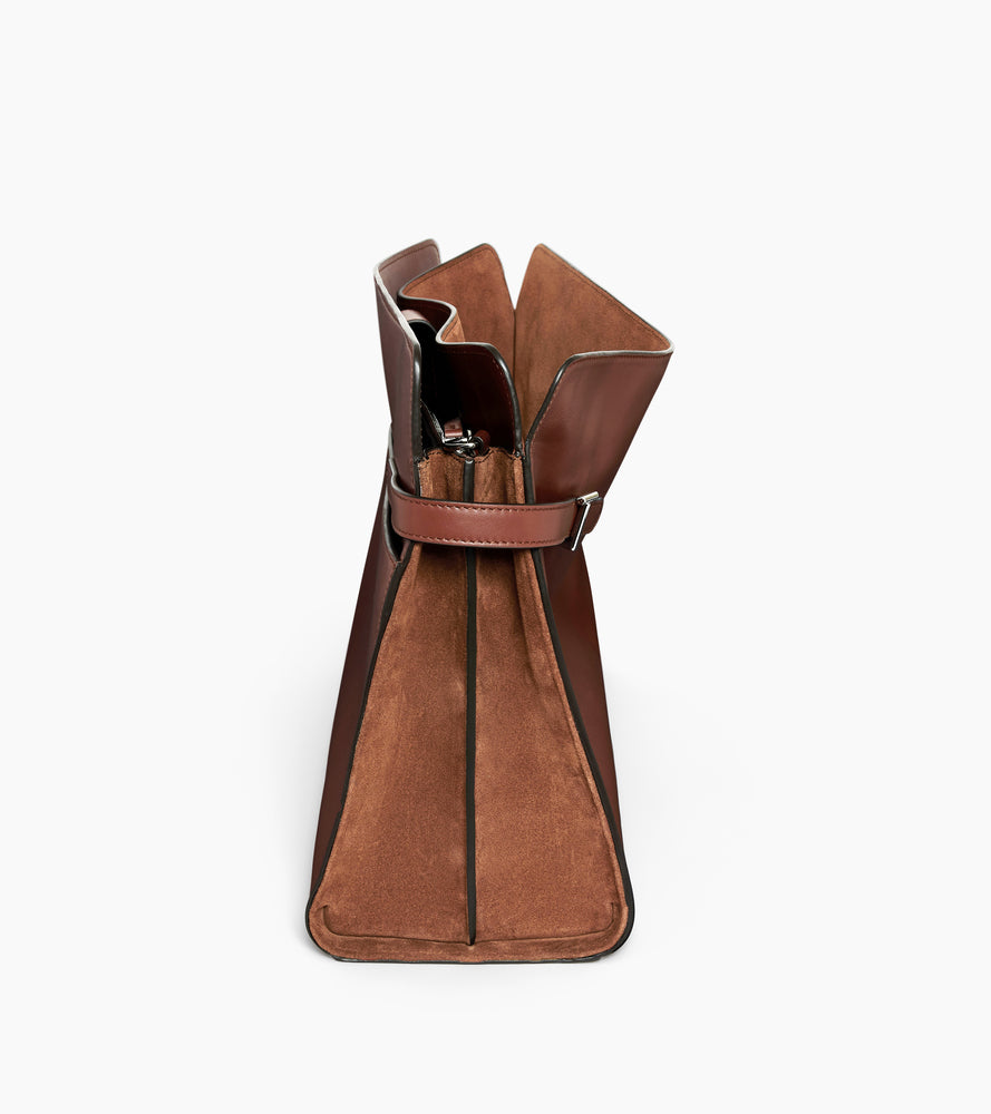 Bolsa de hombro modelo maxi Emie en cuero liso y nobuk
