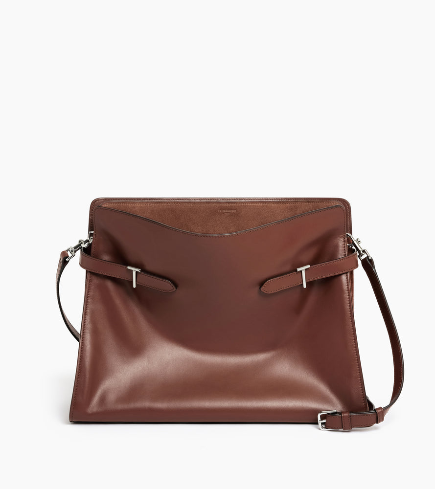 Bolsa de hombro modelo maxi Emie en cuero liso y nobuk