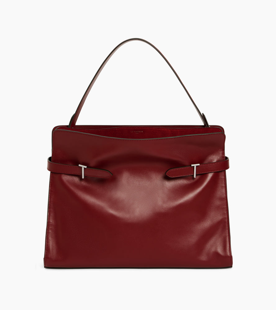 Schultertasche Maxi-Modell Emie aus glattem Leder und Nubukleder
