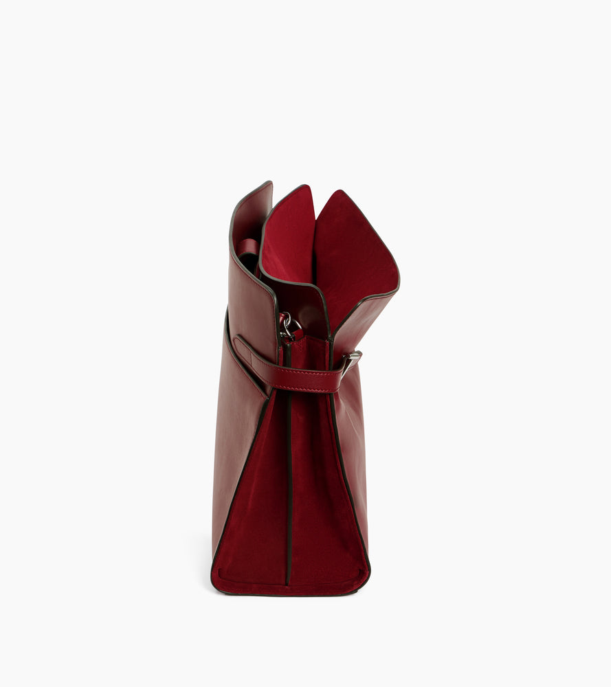 Schultertasche Maxi-Modell Emie aus glattem Leder und Nubukleder