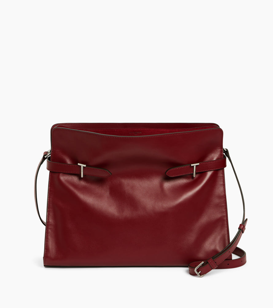 Schultertasche Maxi-Modell Emie aus glattem Leder und Nubukleder