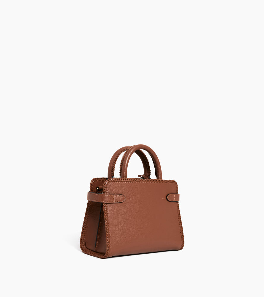 Bolso de mano pequeño Emilie de cuero granulado con pespuntes