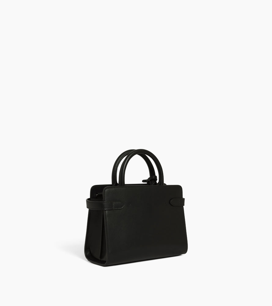 Bolso de mano pequeño Emilie con efecto de rafia y cuero liso