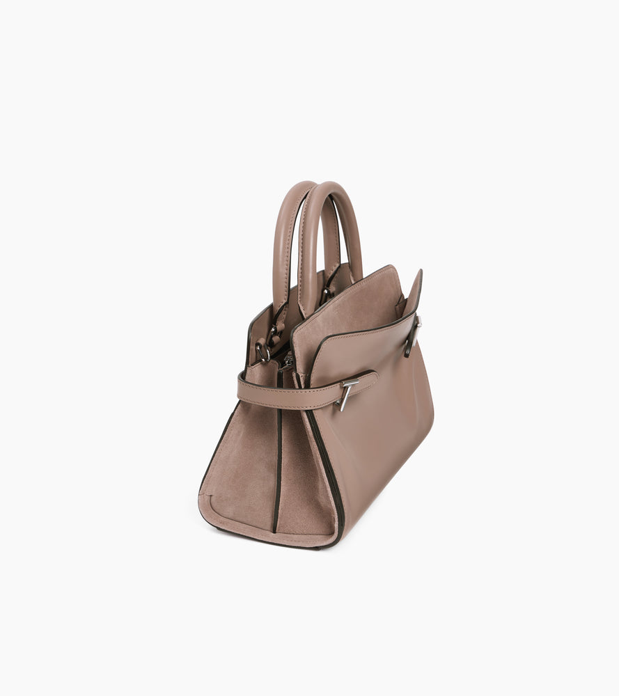 Mittelgroße Handtasche Emie aus Glatt- und Nubukleder