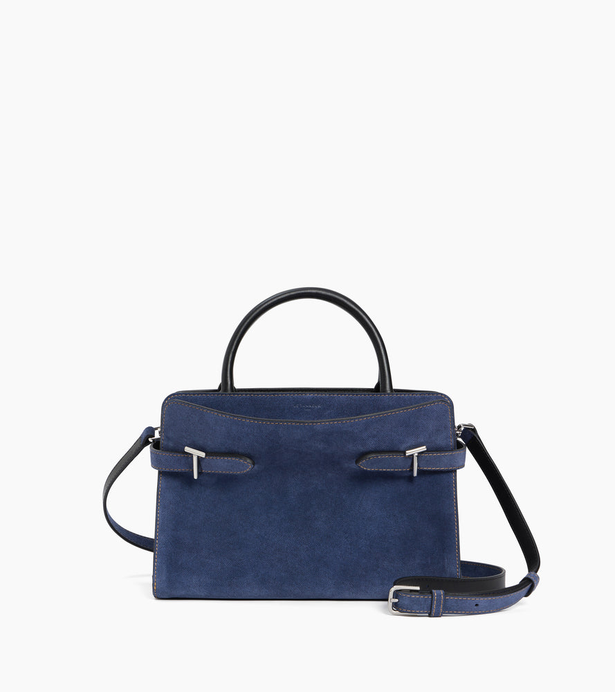 Mittelgroße Handtasche Emie aus Wildleder in Denim-Optik