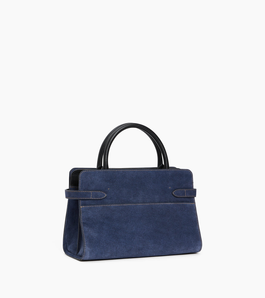 Mittelgroße Handtasche Emie aus Wildleder in Denim-Optik