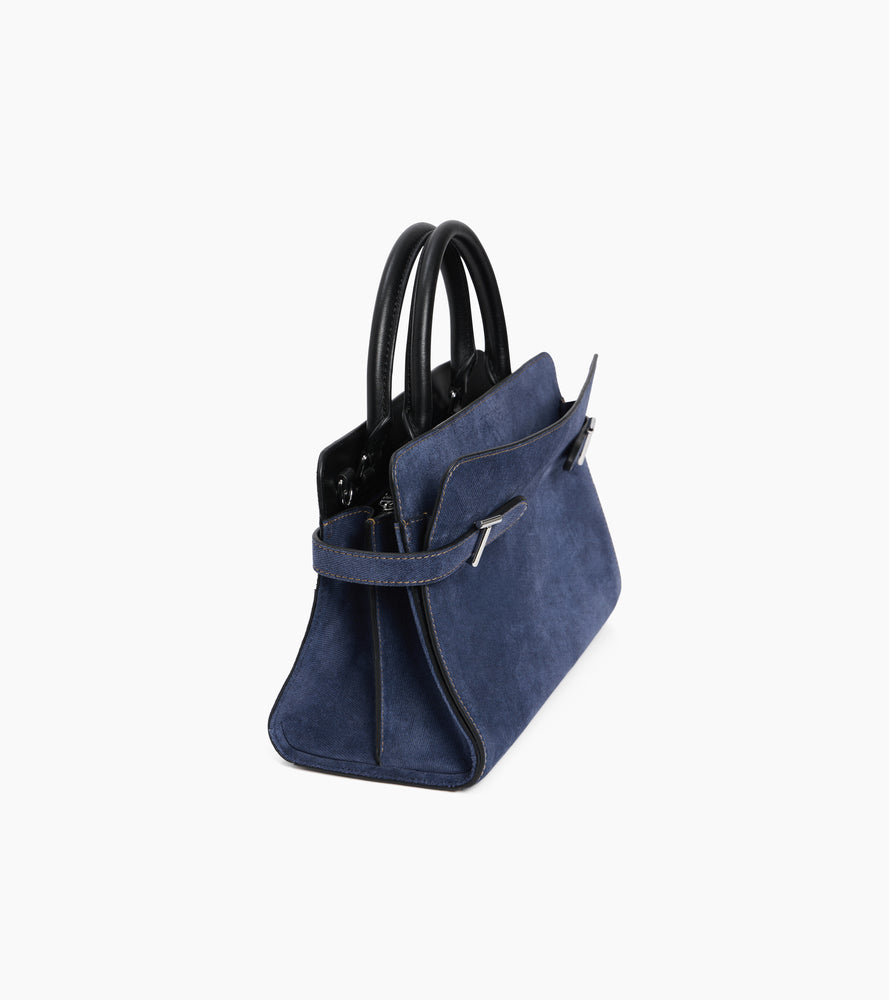 Mittelgroße Handtasche Emie aus Wildleder in Denim-Optik