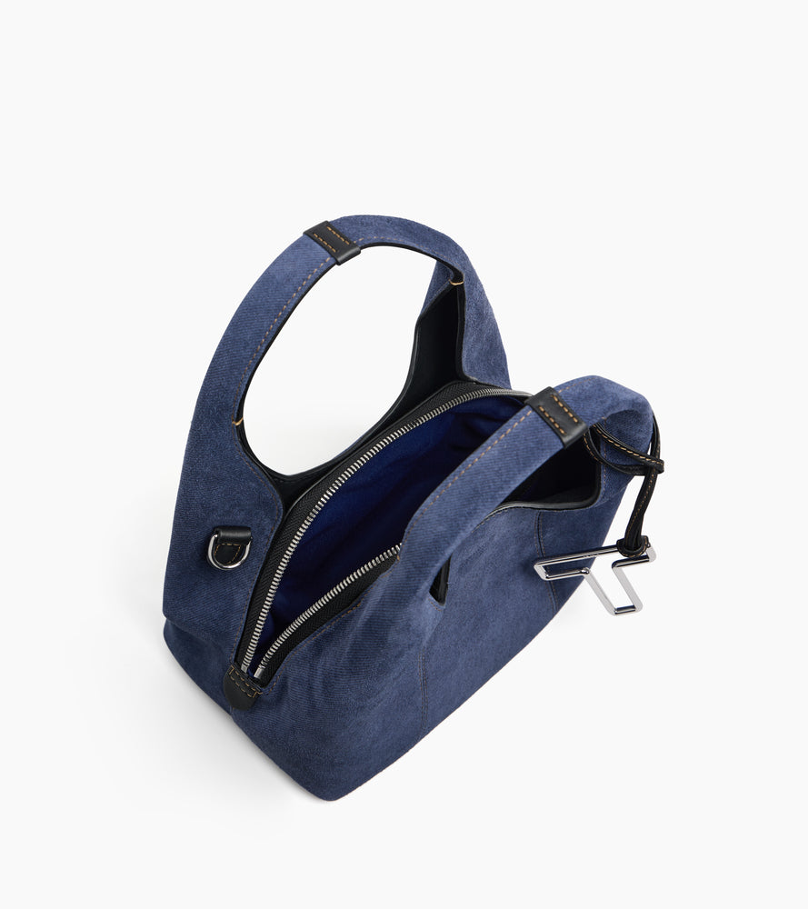 Kleine Handtasche Juliette aus Wildleder in Denim-Optik