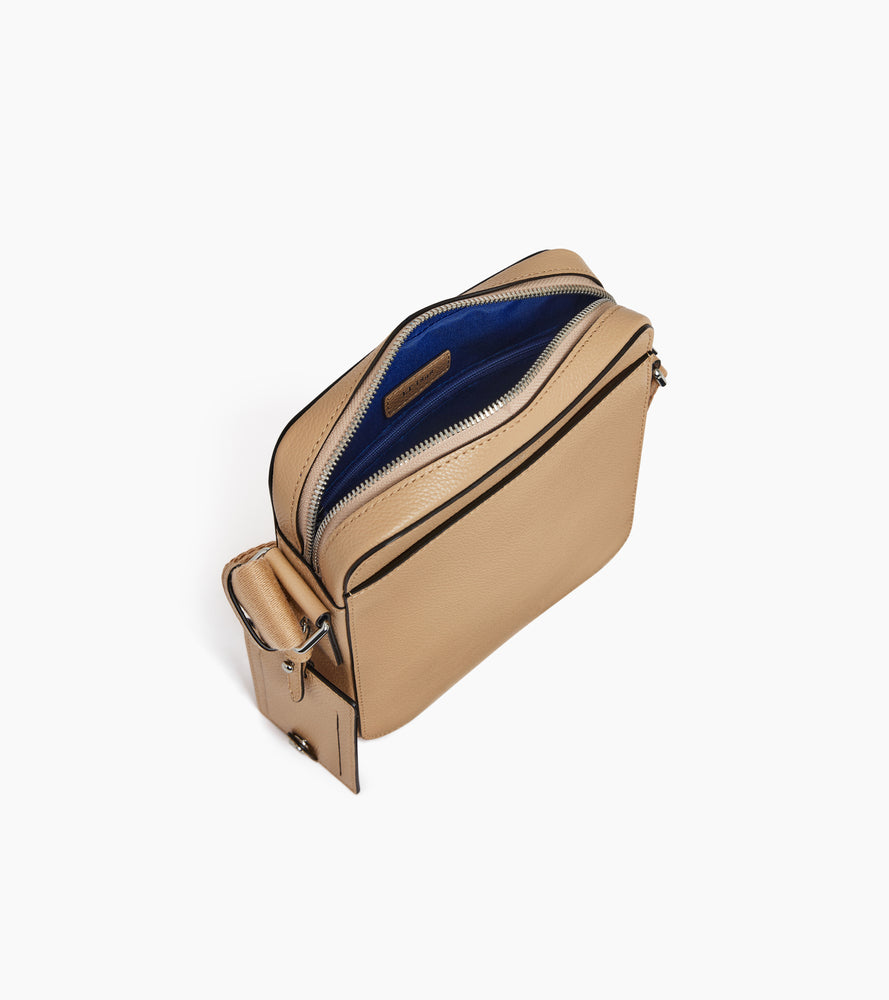 Pequeño bolso bandolera Emile con cremallera en cuero granulado