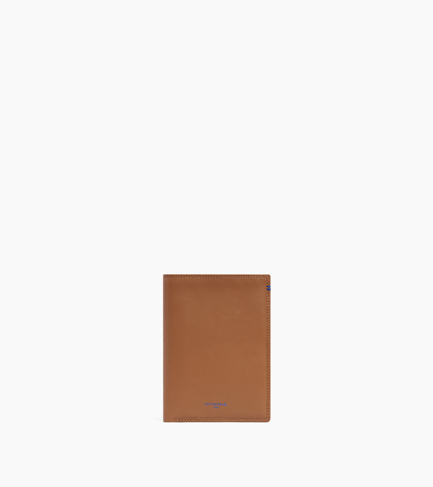 Cartera vertical grande con cremallera Martin de cuero liso