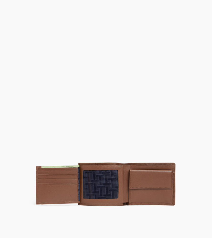 cartera con solapa de 2 secciones de piel lisa