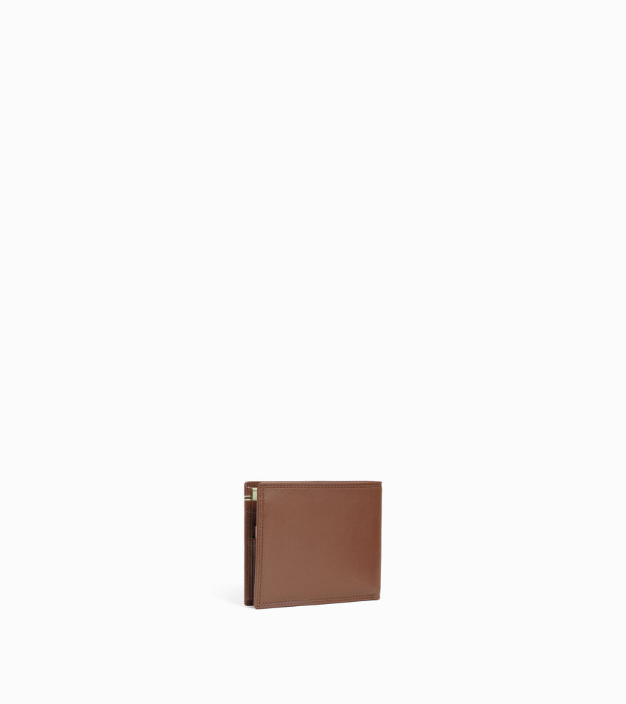 cartera con solapa de 2 secciones de piel lisa