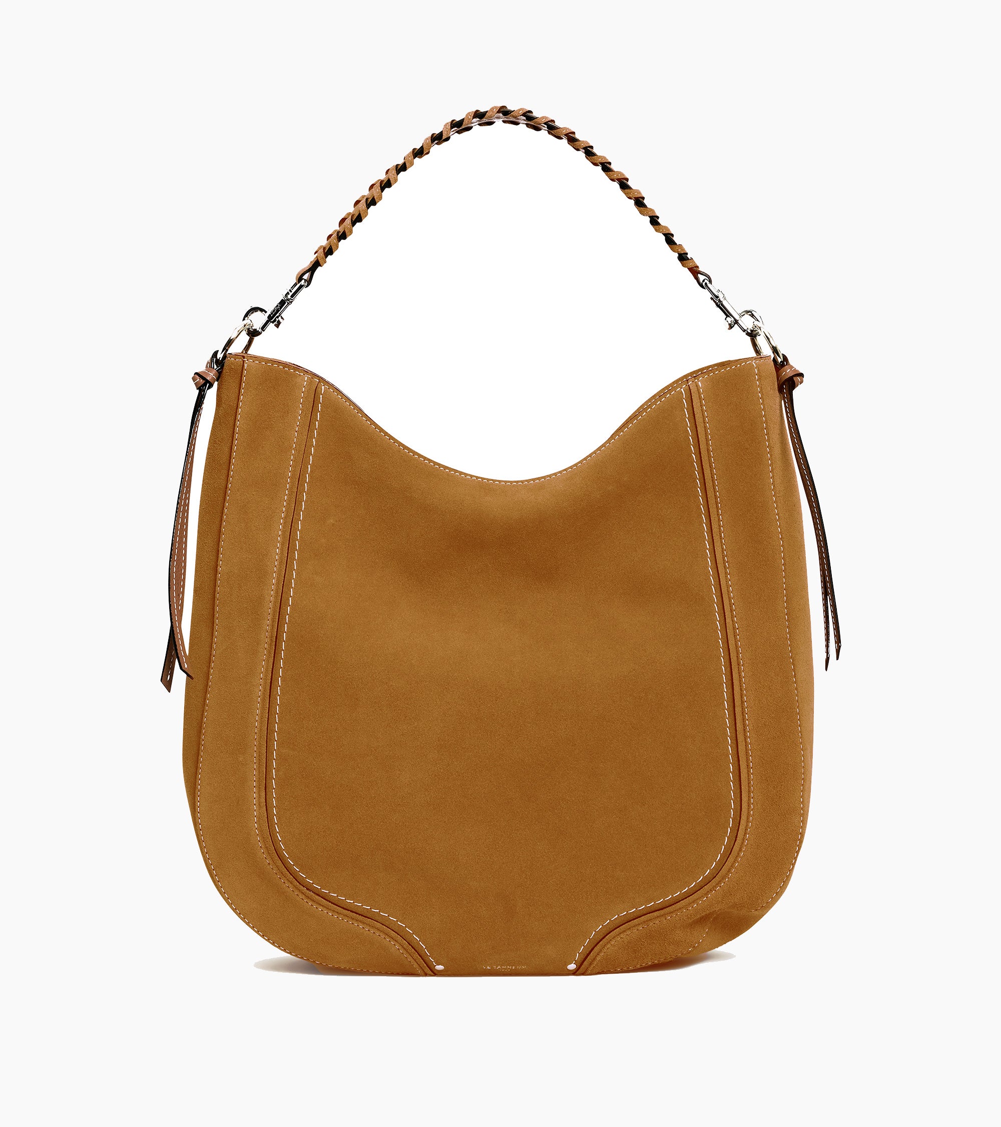 Mittelgroße Hobo-Tasche Ella aus genarbtem Leder und Nubuk