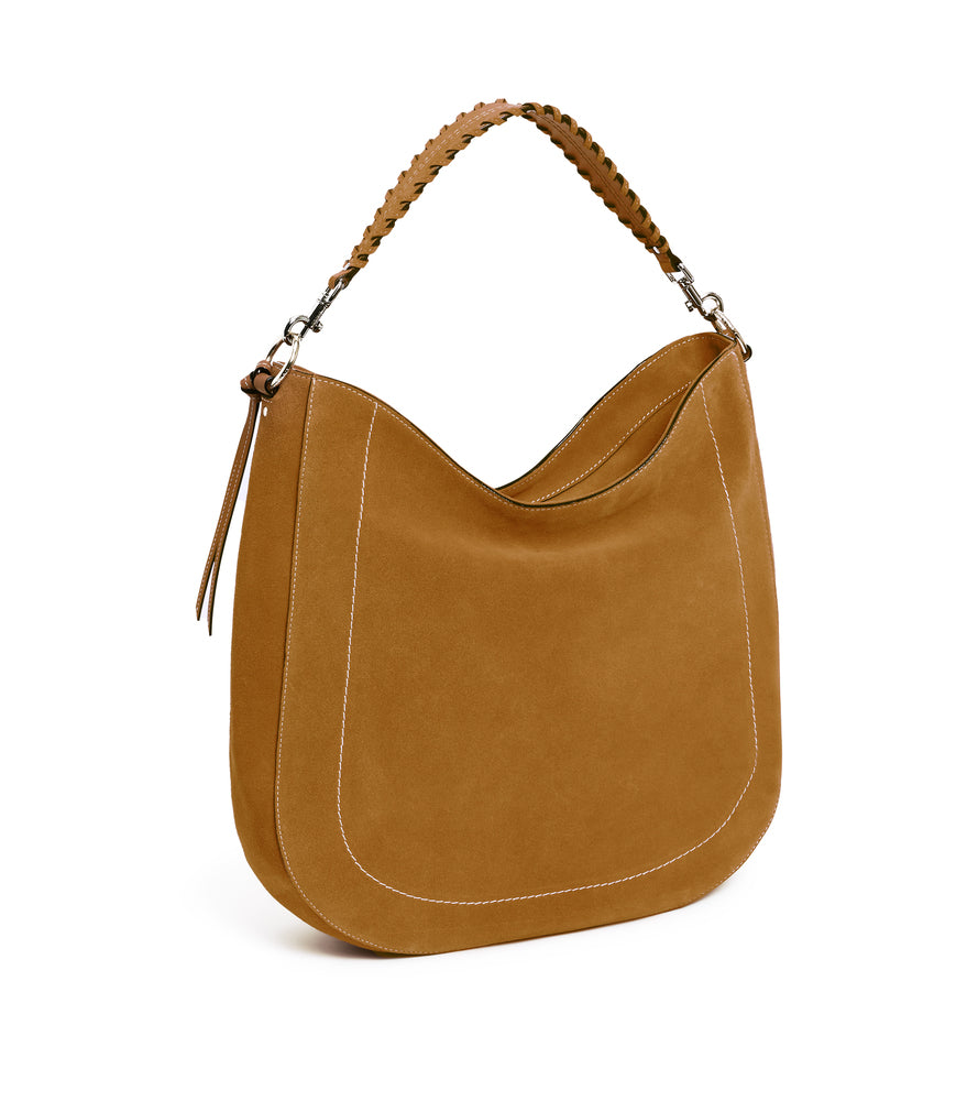 Mittelgroße Hobo-Tasche Ella aus genarbtem Leder und Nubuk