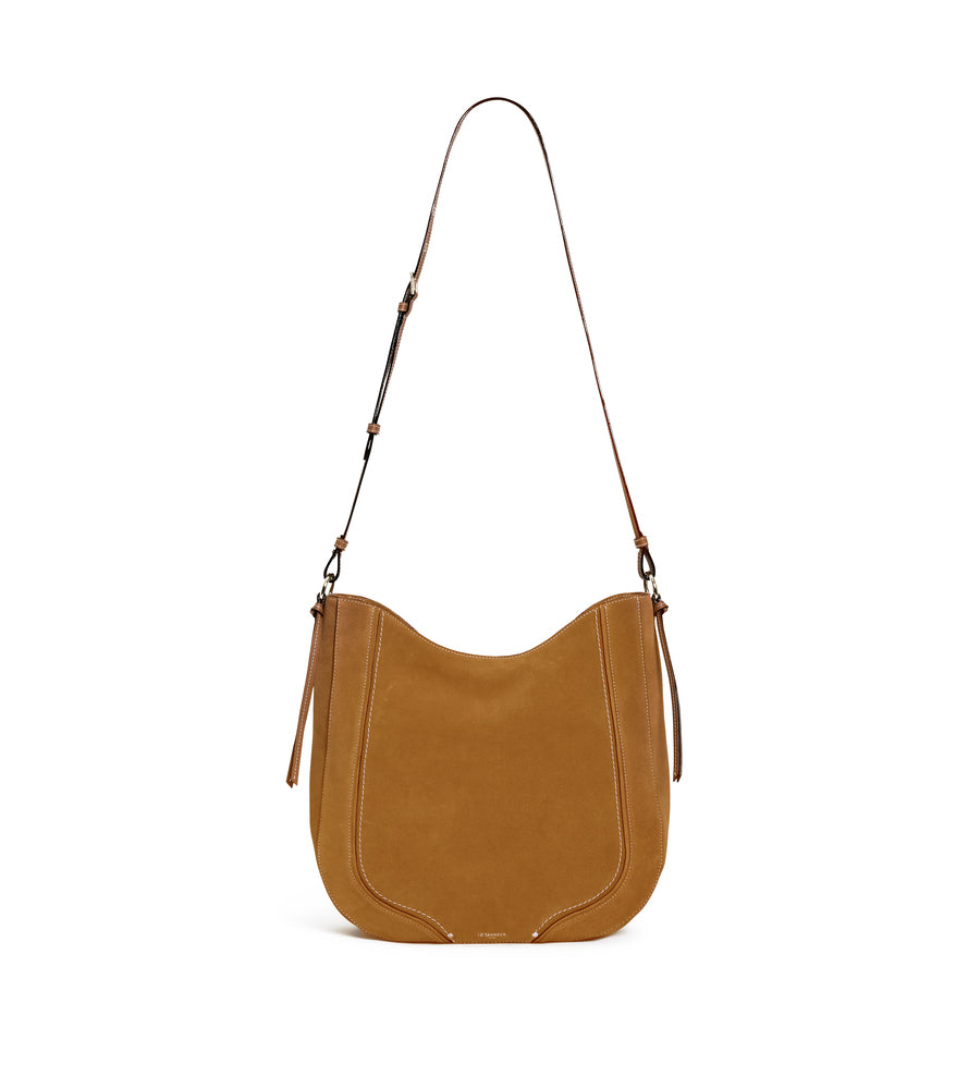 Mittelgroße Hobo-Tasche Ella aus genarbtem Leder und Nubuk