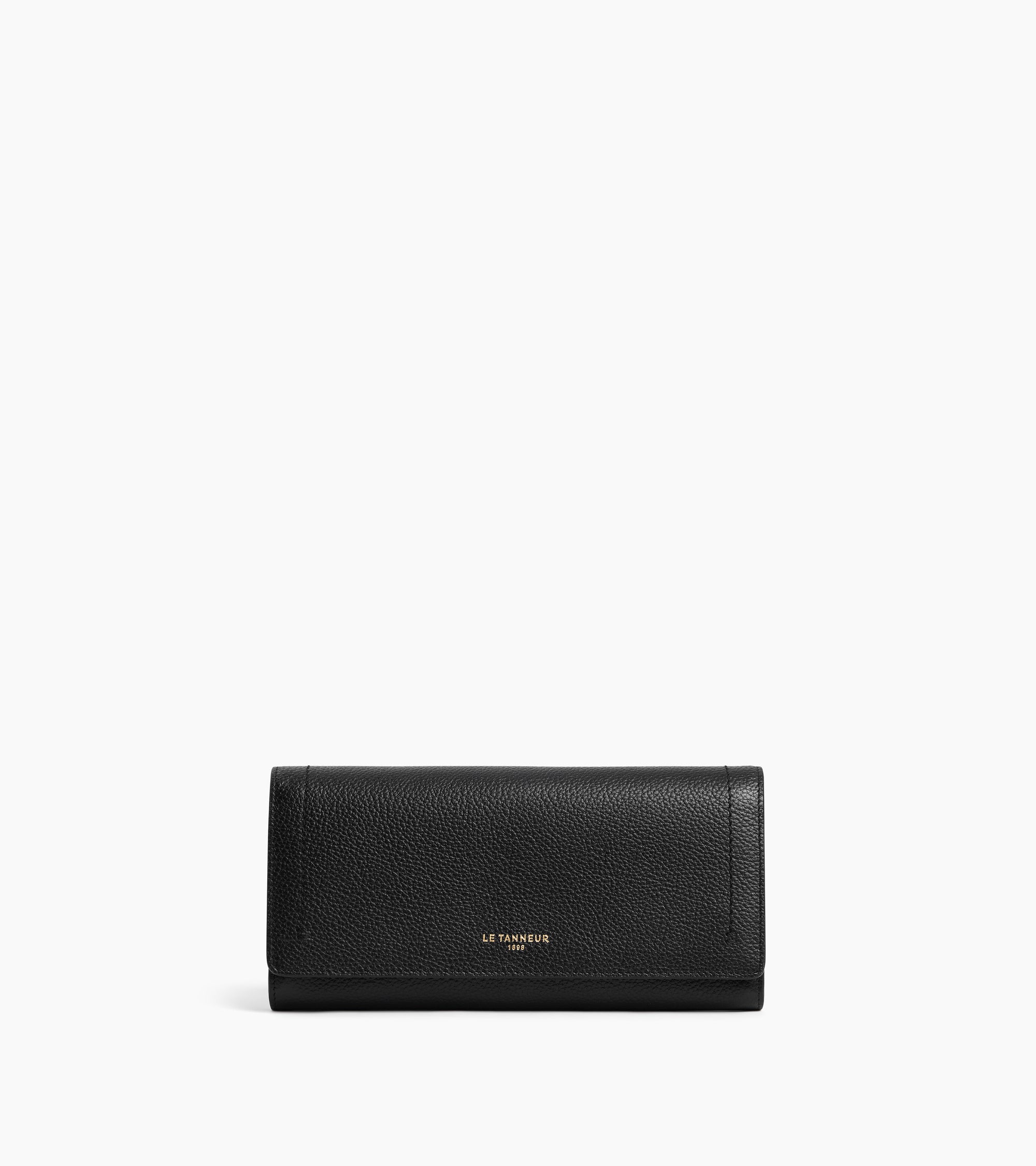 Cartera grande con solapa Louison de piel granulada