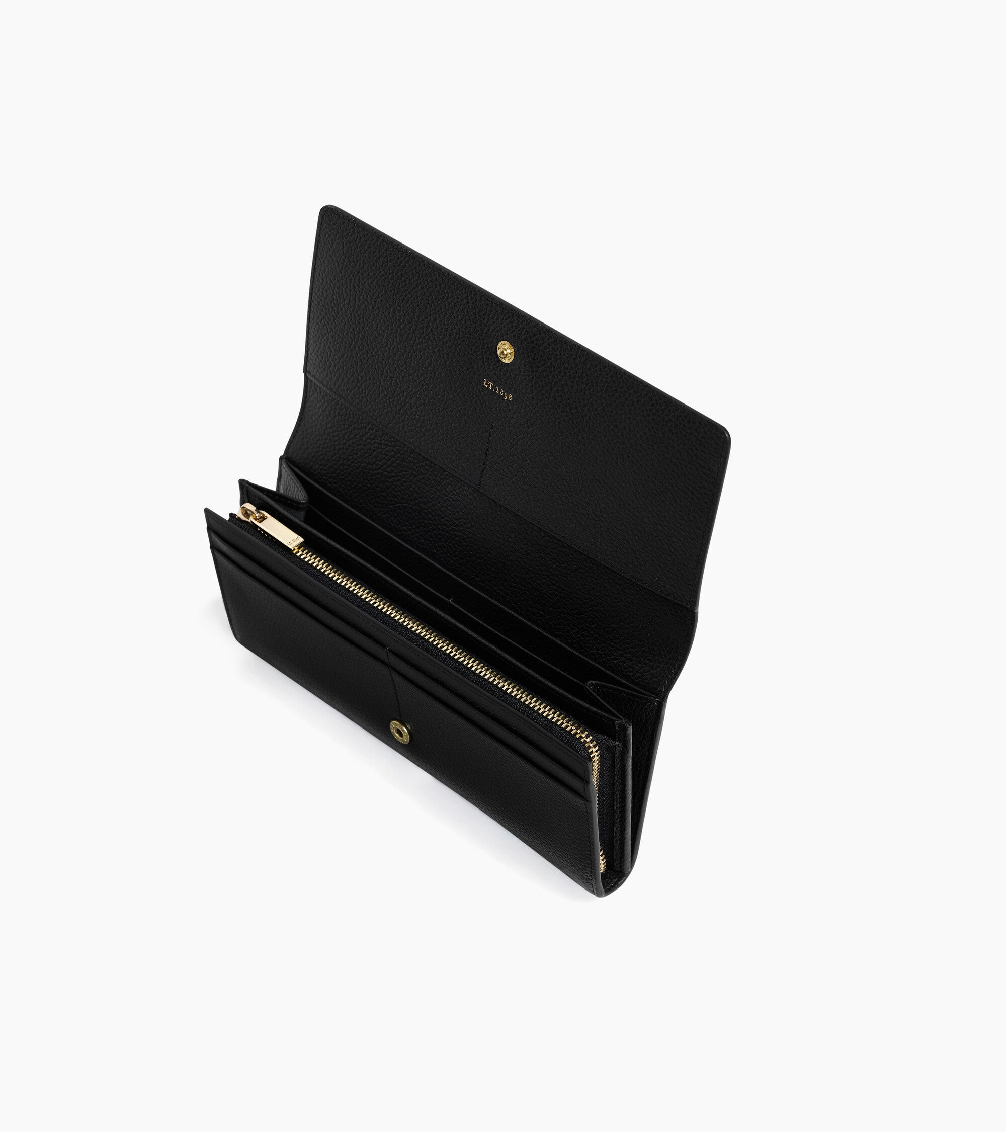 Cartera grande con solapa Louison de piel granulada